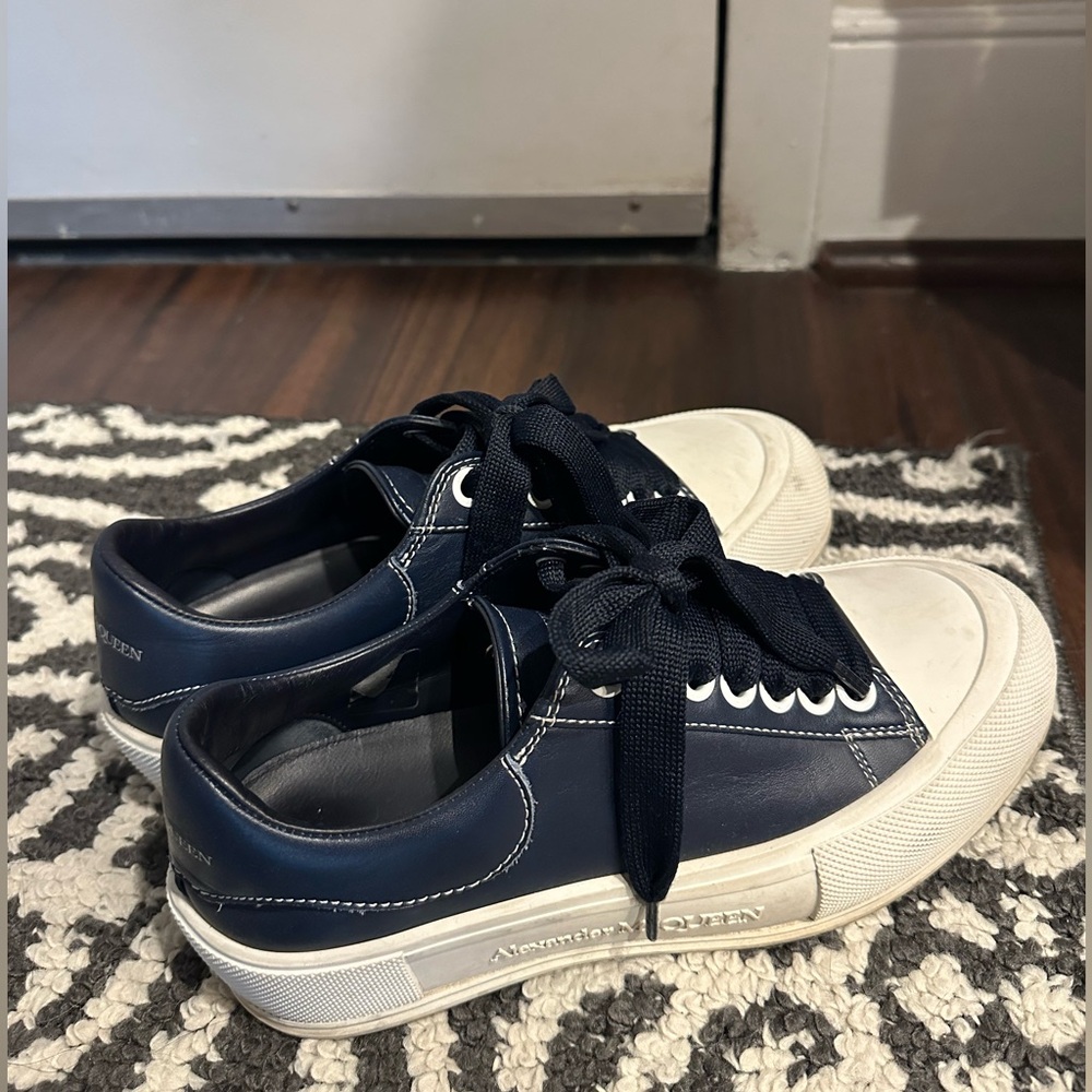 Alexander McQueen Dark Blue and White Casual Sneakers size 6.5